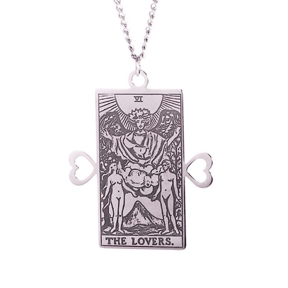 ⚜️[𝟯/$𝟭𝟴]⚜️NEW Lovers Tarot Card Stainless Steel Necklace - Picture 7 of 11